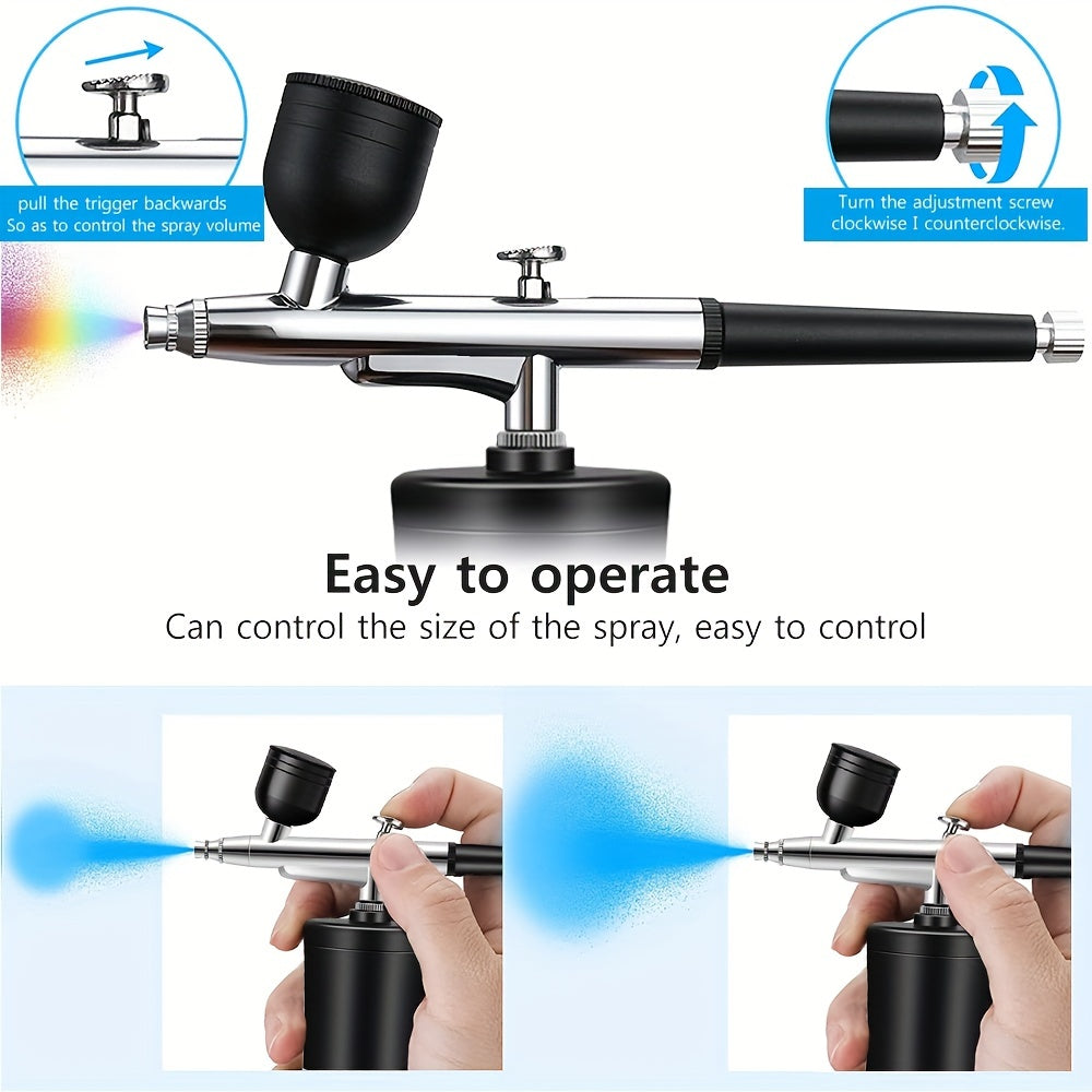 Mini Air Brush Kit with Portable Air Compressor for Painting, Hobbies, Crafts, Decorations, Tattooing, Gravity Air Brush with Air Brush Cleaning Kit