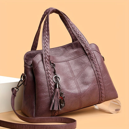 Weidua Women's Elegant Vintage Handbag - Convertible Crossbody/Shoulder Bag with Zipper Closure, Detachable Strap - Chic Purse for Women, Everyday & Formal Events - Available in Black, Light Brown, Purple, Blue, Burgundy