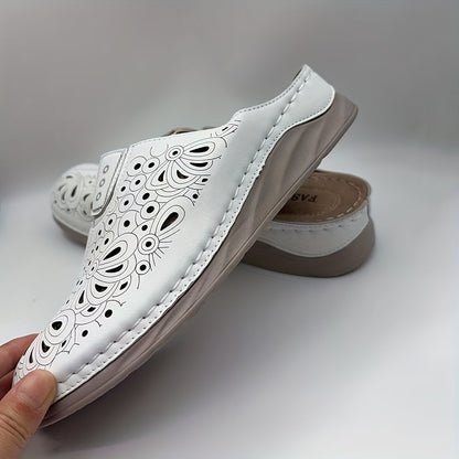 Women'S Lightweight Slip-Resistant PU Cover Mules - Breathable Round-Toe Slip-On Shoes with Arch & Cushioned Insole, /Pink/, Casual & Semi-formal Wear, Comfortable Mid-heel Design, Solid Color, Comfortable Footwear | Minimali