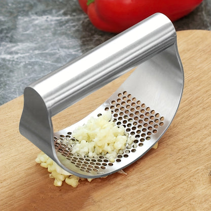 Heavy-Duty Manual Garlic Press & Crusher - 304 Stainless Steel Garlic Grinder with Lever, Adjustable Thickness, Easy-Clean Mincer for Kitchen & Restaurant Use - Garlic Peeler, Crusher (No /Squeeze)