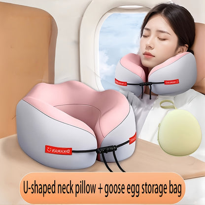 2pcs [Portable Neck Pillow] Ergonomic U-Shaped Neck Pillow+Fashion storage bag | Slow Rebound  for Head & Neck Support, Machine Washable Cover, Lightweight & Portable for Travel, Office, Airplane Use