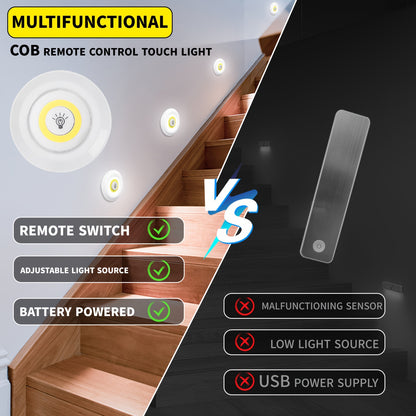 6pcs Smart Wireless LED Under-Cabinet Lights COB Night Light With Remote Control - Perfect For Wardrobe, Kitchen & More!