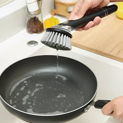 7pcs Set Multi-Functional Kitchen Dish Brush with 6 Balls and Soap Dispenser, Non-Electric Long Handle Scrubber for Pots, Bowls, and Utensils, Easy-to-Use Design, Convenient Refillable, Efficient Cleaning