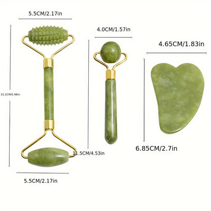 5pcs Luxurious Facial Care Kit - Rejuvenating Ice & Jade Roller, Gua Sha Tool, Soft Silicone Brush for Glowing Skin, Eye Massage, and Relaxation - Fragrance-Free, Battery-Free, Easy to Use, and Portable