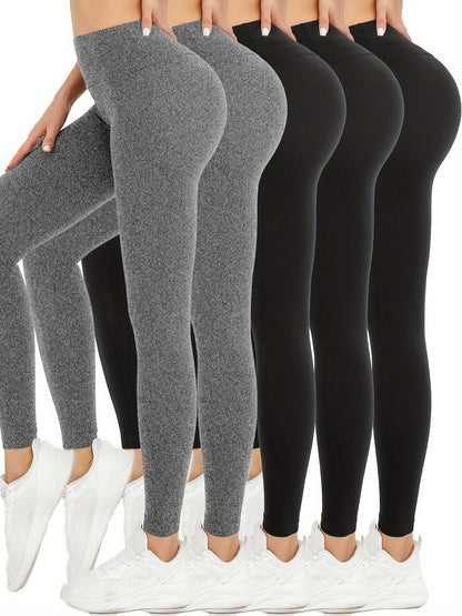 5 Pack High Waisted Yoga Leggings for Women, Super Soft Athletic Tummy Control Pants, No See-Through Stretch Fabric, Workout & Running Gear