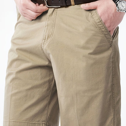 Men'S Cargo Shorts - Olive Green Non-Stretch Work Pants with Multiple Utility Pockets, Straight-Leg Mid-Thigh Length for Everyday & Professional Use - Durable Casual Outdoor Pants for Construction, Hiking, Travel - Non-Stretc