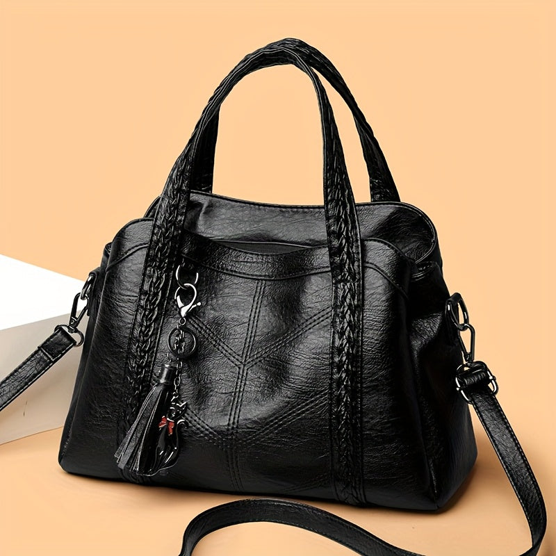 Weidua Women's Elegant Vintage Handbag - Convertible Crossbody/Shoulder Bag with Zipper Closure, Detachable Strap - Chic Purse for Women, Everyday & Formal Events - Available in Black, Light Brown, Purple, Blue, Burgundy