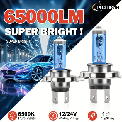 ROADSUN 2pcs 9005/HB3 9006/HB4 H1 H11 H7 H9 H4 LED Headlight Bulbs, Super Bright 6500K White, 800% Brightness Plug & Play High Low Beam for Cars, Trucks, SUVs, Truck Lighting Solution, Without Battery