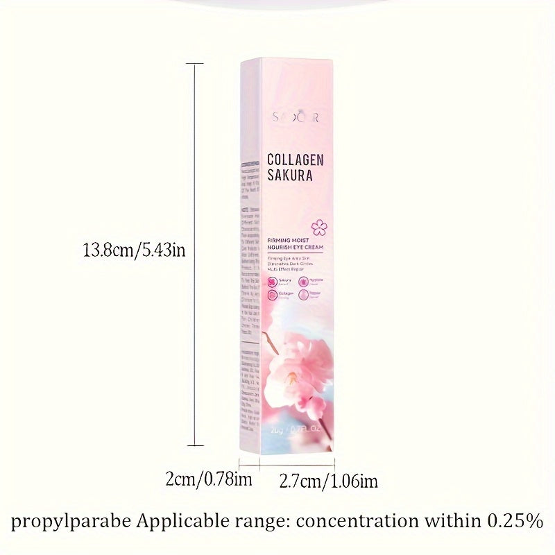 [Top-Rated] Sakura Collagen Eye Cream - 20g, Hydrating & Firming, Reduces Dark Circles & Wrinkles, for All Skin Types, Hypoallergenic with Hyaluronic Acid, Caffeine & Ceramides, Moisturizing & Anti-Aging,, Suitable for Sensit