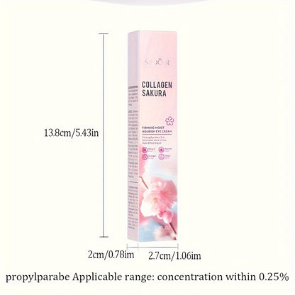[Top-Rated] Sakura Collagen Eye Cream - 20g, Hydrating & Firming, Reduces Dark Circles & Wrinkles, for All Skin Types, Hypoallergenic with Hyaluronic Acid, Caffeine & Ceramides, Moisturizing & Anti-Aging,, Suitable for Sensit