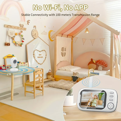 Baby Monitor,with 720P , 8.89 cm LCD Screen, Wireless 274.32meter Transmission  Baby Monitor Range, Auto Night Vision, 2-Way Audio Calling, Temperature Sensor and 8 Lullaby Songs, Editor with, Portable Monitor, Compact Design