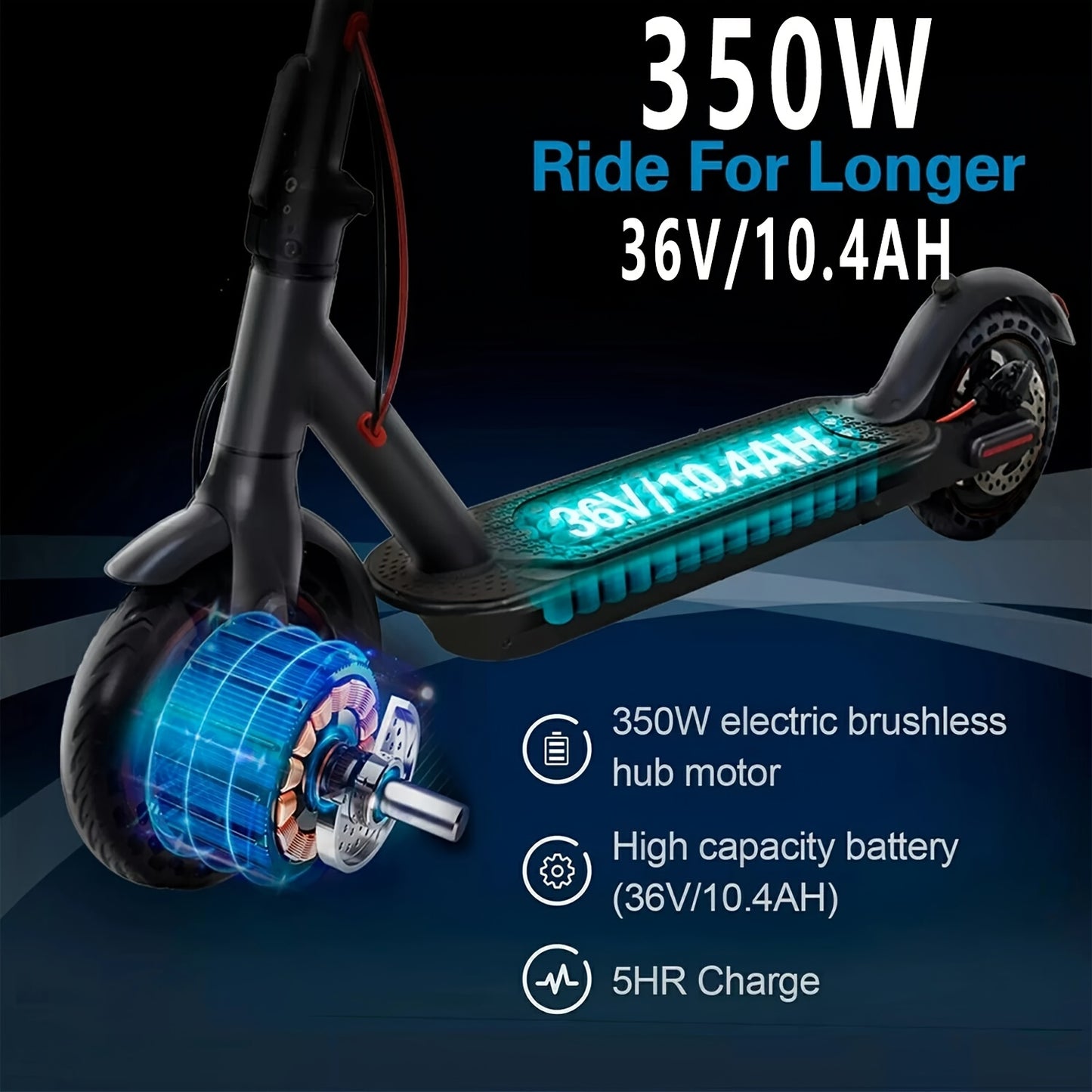 Ride The Urban Wave! Our 350W Electric Scooter Adds Zest To City Travel. Effortlessly Reach 20KM/H. With A 15-26 Miles Range, It'S Food Delivery'S Dream Ride, Ensuring Swift, Seamless Trips Every Time