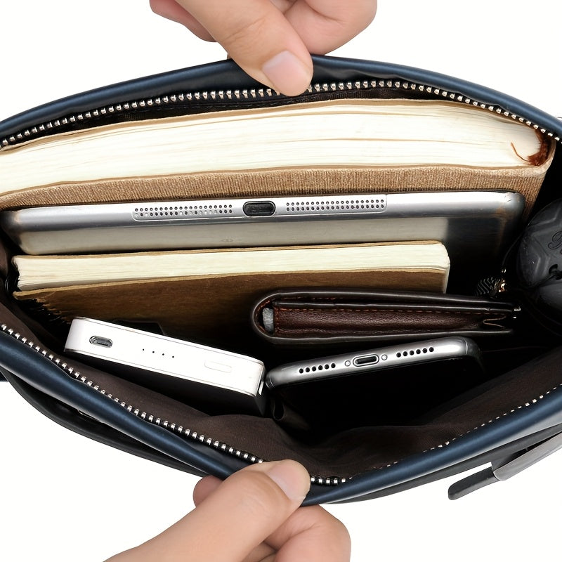 Men's High Quality Oxford Fabric Crossbody Backpack - Lightweight Large Capacity with Adjustable Strap, Multiple Compartments & Zippered Pocket, Navy Blue & Black for Business, Travel, Commuting - Stylish Durable Casual Work