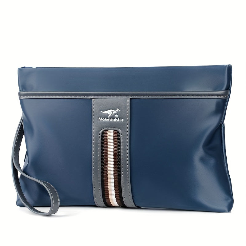 MARHSEIKE Men's Large Capacity Clutch Bag - Stylish Black Nylon Handbag with Zippered Compartment & Adjustable Strap, Trendy Business Phone Holder for Everyday Use, Secure Travel Pouch|Modern Masculine Clutch|Durable Zipper C