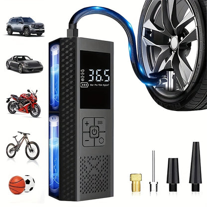 Portable Air Compressor Tire Pump, 150PSI Car Tire Air Pump with Tire Pressure Gauge, LED, 3x Faster One-Click Smart Wireless Tire Inflator for Cars, Motorcycles, Bicycles, Balls, etc