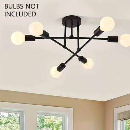 A Modern Artificial Satellite Chandelier with 6 Light Ceiling Fixtures, Featuring E27/E26 Bulb Sockets, Suitable for Bedrooms, Dining Rooms, Kitchens, And Offices.