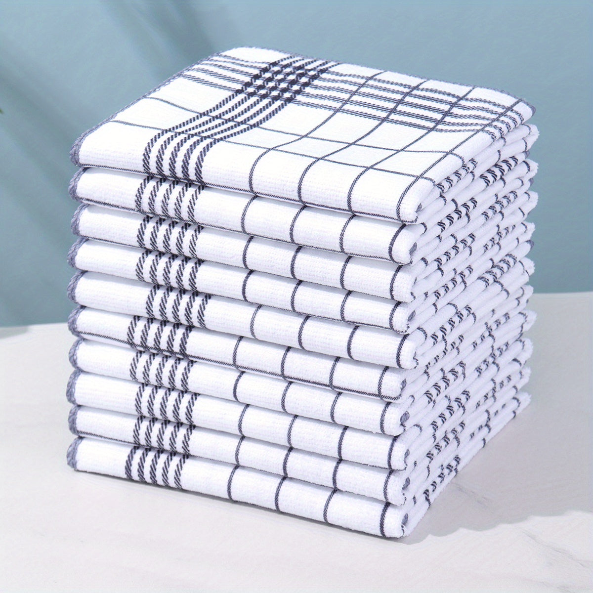 5/10pcs Absorbent and Fluff-Free Dish Cloths, Large 40*60cm Suitable for Quick Cleaning, Suitable for Coffee Machines, 4 Colors Kitchen Tea Towels, Grid and Square Kitchen Towels, Kitchen and Restaurant, Kitchen Supplies, Gif