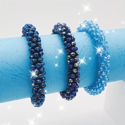 Esbbela 3pcs Bracelet Set Holiday Gift Beaded Artificial Crystal Stackable Strap Set with Elasticity Suitable for Women Men 16.51-20.32cm Daily Vacation