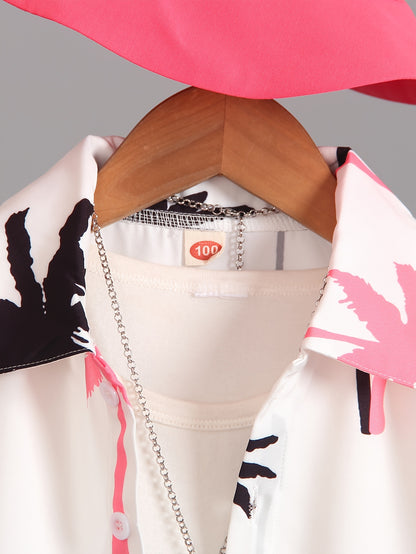 Boys' Summer Fashion Street Shirt Three-piece Set Only Selling Hats, Shirts and Shorts, Perfect for Outdoor