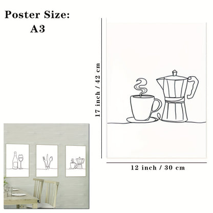 3pcs/set Canvas Print Posters, Line Drawing Canvas Wall Art Decor, For Living Room Wall Decor, Bedroom Wall Decor, Office Kitchen Wall Décor, No Frames