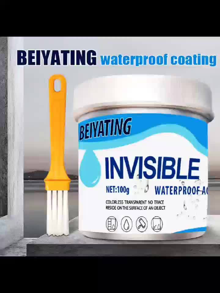 Premium Waterproof Sealer - No Brick Breaking Repair, Transparent Coating Suitable for Floors, Walls, Roofs, etc, - Moisture Protection for Stone, Wood, Tiles, Invisible Waterproof Agent with Brush, Suitable for Kitchen, Gard