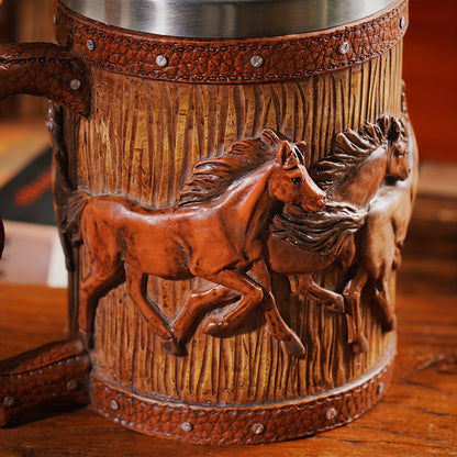 Vintage Horse-Themed Stainless Steel Mug: Perfect for Christmas, Easter, Hanukkah, Thanksgiving, and St. Patrick's Day Celebrations