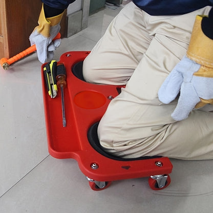 1pc Red & Black Rolling Kneeling Pad with Wheels & Built-In Tool Tray - Comfortable Cushioned Metal Platform for Carpenters, Machine Workers, Flooring & Auto Repairs