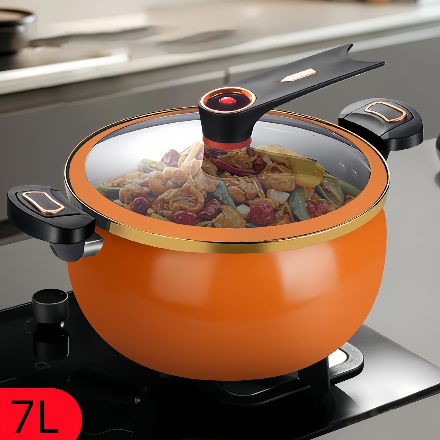 A 7L Large Capacity Multifunctional Soup Pot, 26Cm/10In, Suitable for Cooking And Stewing, Compatible with Gas And Induction Cookers.