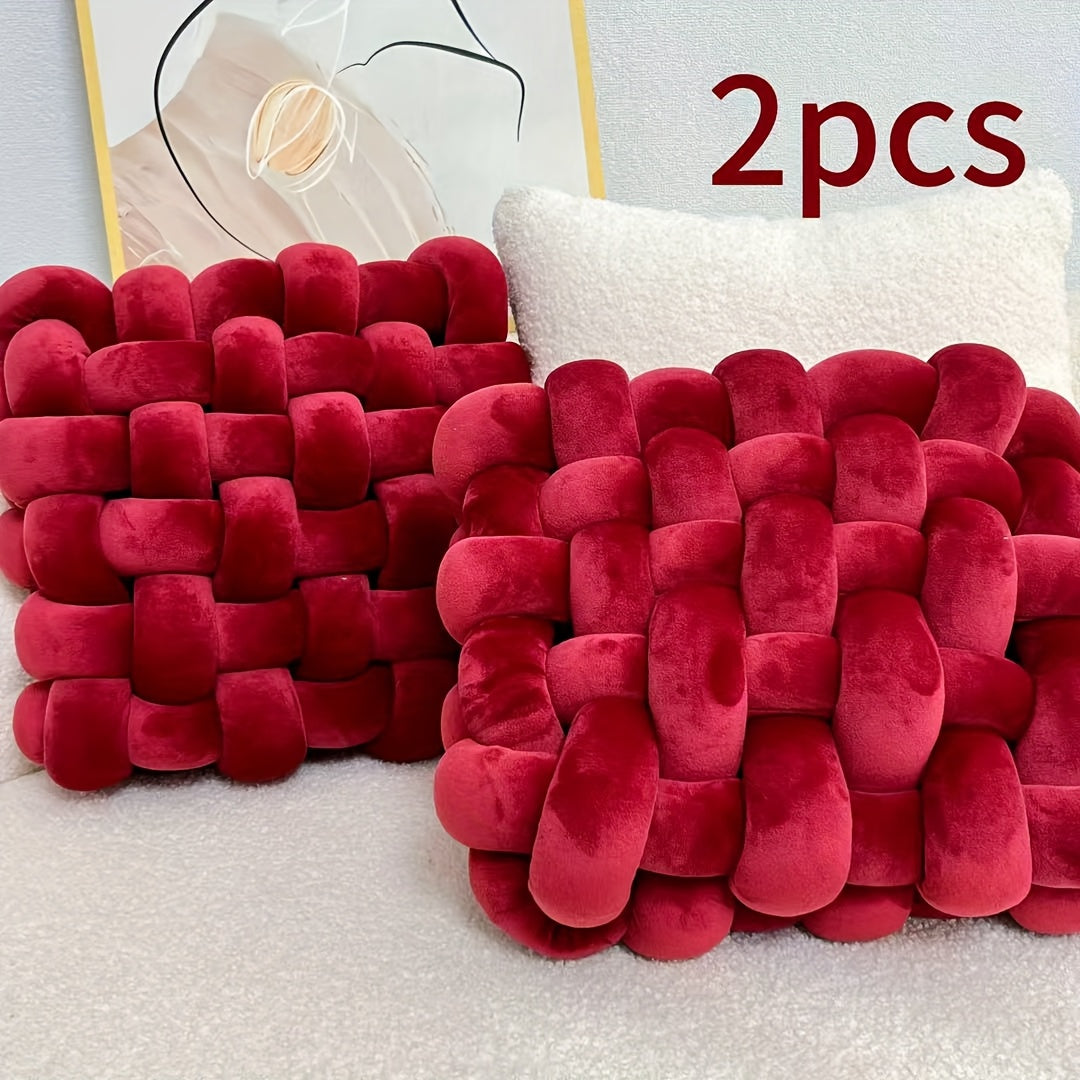 2pcs Knot Throw Pillow Soft Throw Pillow Home Decoration Cushion Square Office Knotted Plush Throw Pillow Cushion For Living Room Bedroom Sofa Couch Living Room Home Decor
