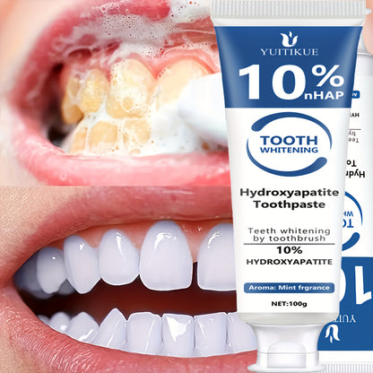 Hydroxyapatite toothpaste, 10% hydroxyapatite teeth whitening, essential pepper oil cleansing paste, deep cleansing fresh breath paste, basic cleansing, suitable for everyone.
