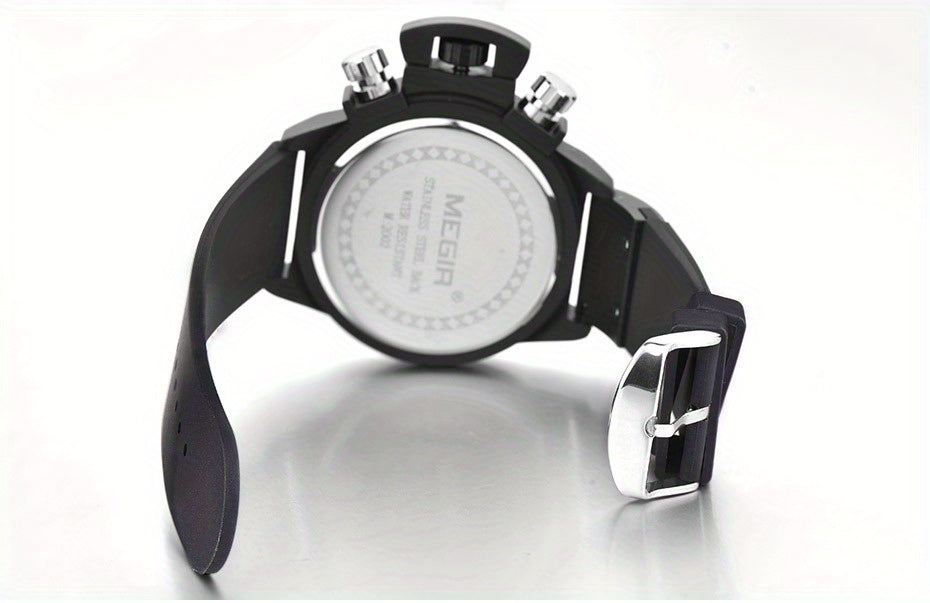 MEGIR Multifunction Men's Watch, Sports Silicone Strap Waterproof Calendar Quartz Watch 2002, Ideal Choice For Gifts