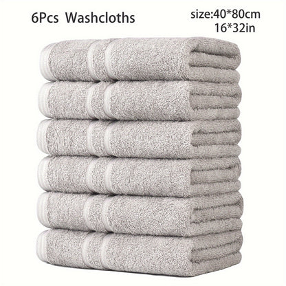 DIJOA 6-Pack Pure Cotton Towel Set, Face Wash Towels Hand Towels Bathroom Towels Lightweight Quick-Dry 40cm X 80cm 400GSM, Holiday Gift Sports Outdoor Beauty Towels Japanese Korean European Style