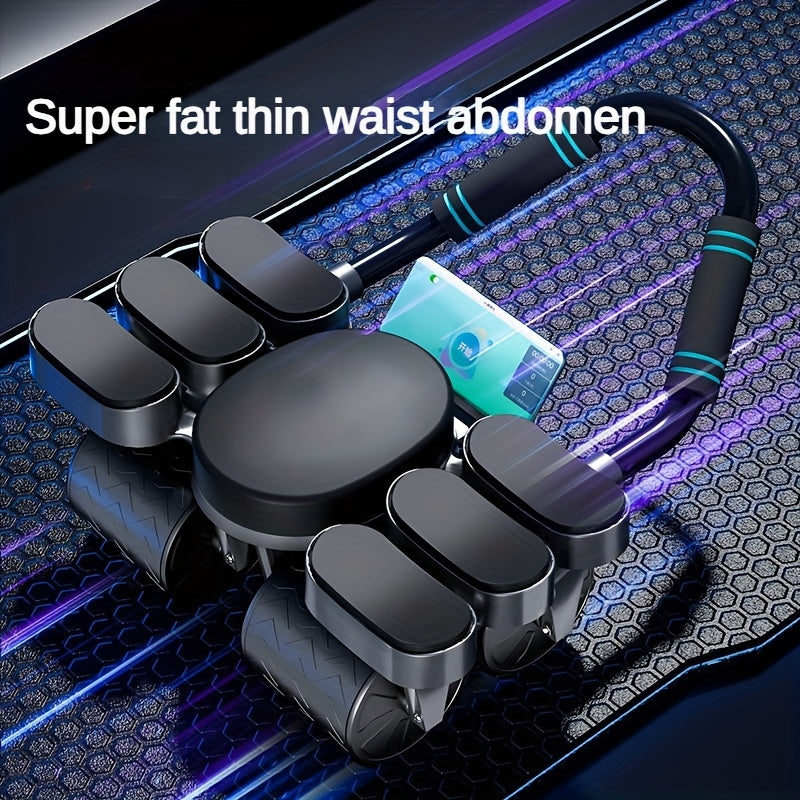 A Silent Rebound Abdominal Wheel with Four Wheels, Perfect for Home Workouts And Abdominal Compression, Ideal for Core Training, Made of ABS Material, a Great Gift for Christmas And New Year.