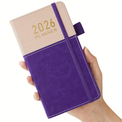2026 Compact Planner, January 2026 to December 2026. Small monthly and weekly calendar, wallet size, 9.65 cm x 17.78 cm, with elastic band and pen loop, suitable for homeschooling or a Halloween gift.