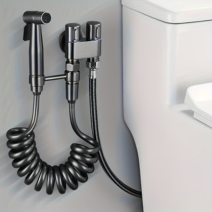 1 Wall Mount Hand Held Sitz Bath Kit, Classic Style, Brushed Finish, Comes with Spray Gun, Telescopic Phone Tube and Stand for Hygienic Toilet Training, Modern Sitz Bath System | Durable Wall Mount I toilet Spray Gun Set
