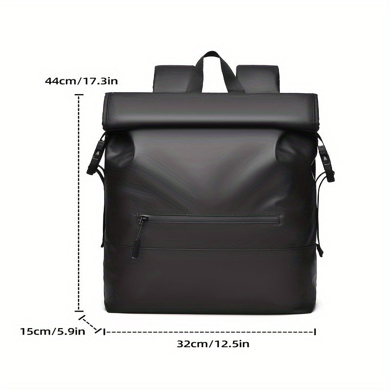 Mochila elegante com fecho de enrolar e compartimento para portátil - Tecido Oxford resistente, alças ajustáveis ​​e fecho de correr para aventuras ao ar livre.