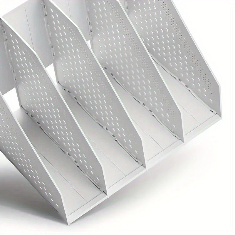 Retractable 4-Compartment Bookshelf File Storage Box: Desk Necessities & Data File Organizer for Office Furniture, School Learning & Decoration Storage Stationery