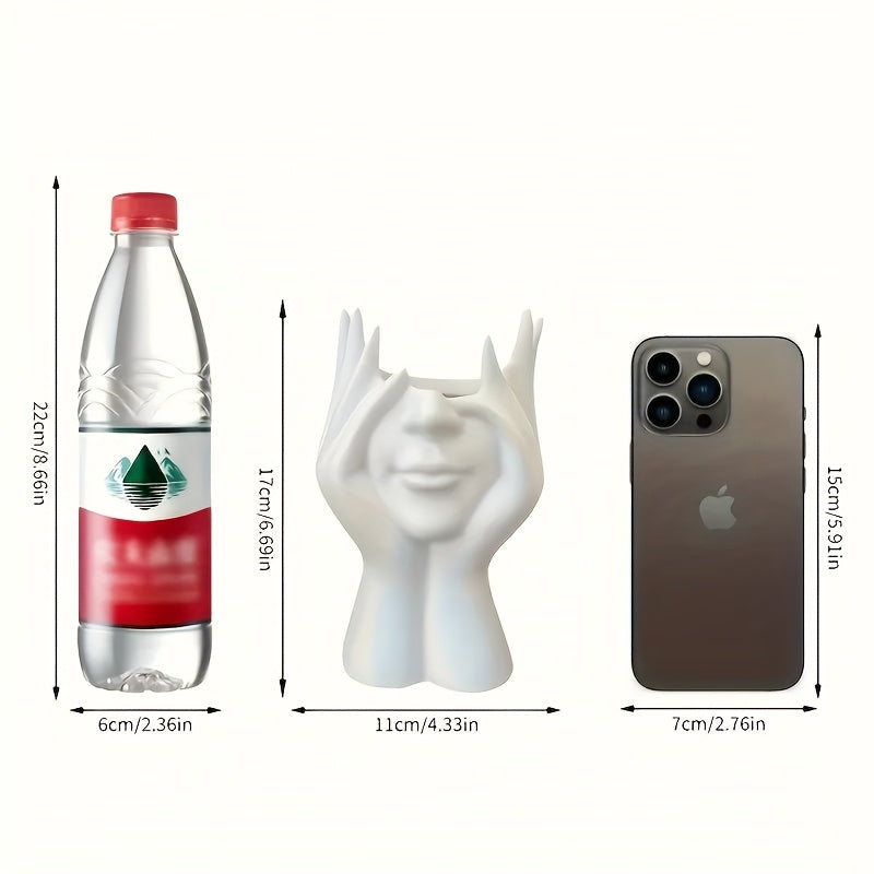 1pc, Unique Creative Body Art Makeup Brush Holder Pen Holder, Desktop Mounted Makeup Brush Storage Box, Decorative Resin Material Drop-Proof Design Statue Ornament, Lightweight Suitable for 11 Festivals, Plastic Material Hand