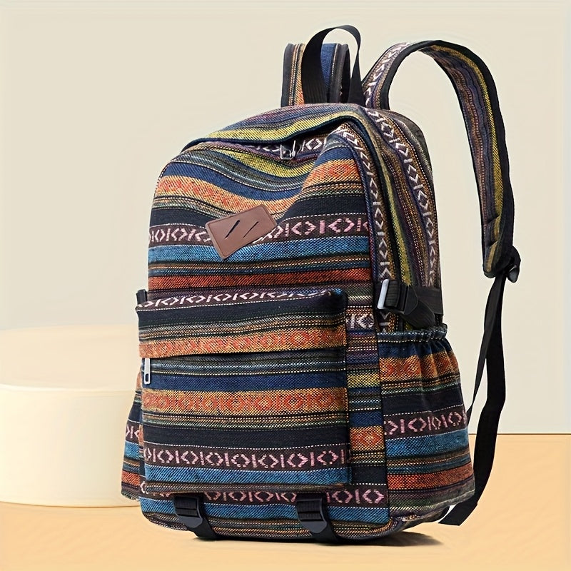 2025 Vintage Style Backpack with Adjustable Straps, Multiple Compartments in Brown, Red, Blue and Gray, Large Capacity Travel Backpack and Daypack, Travel Backpack