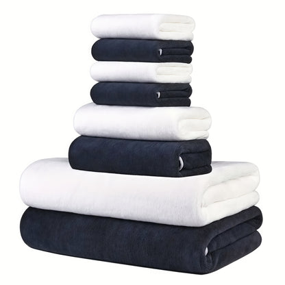 8-Pack Super Soft Coral Fleece Bath Towel Set, 2 Bath Towels 68.58 X 139.7 cm, 2 Washcloths 34.8 X 76.2 cm, 4 Square Towels 34.8 X 34.8 cm, Quick Drying, Highly Absorbent And Lightweight, Towel Bathroom Towel Set