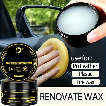 Car Interior Wax, Leather Care Cream, Dashboard Polish, Seat Cushion Renovator, Enhances Plastic & Leather Repair, Anti-Aging & Whitening, for Wood-Plastic Composite, Auto Maintenance & Interior Decor Care Product, Plastic Pa