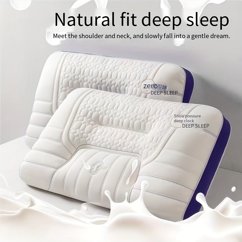 1pc Zero Pressure Deep Sleep Neck Pillow - 4-Level Ergonomic Cervical Pillow with Anti-Hunchback Design, Soft & Firm Support for Side/Back/Stomach Sleepers, Non-Collapsing Core, 8-Hour Comfort, Hand Washable, Ideal for Home U
