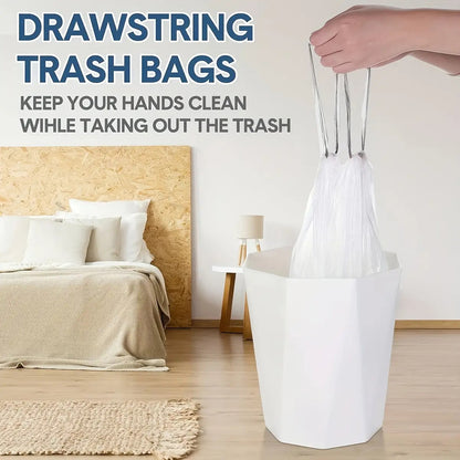 90pcs (6 Rolls) Heavy-Duty Large Reinforced Trash Bags with Heavy-Duty Reinforced Seams & Sturdy White Side/Top Handle - Heavy Weight 10kg/22 Capacity, Thick Polypropylene, Bathroom, Office, Home - 10L/30L Equivalent