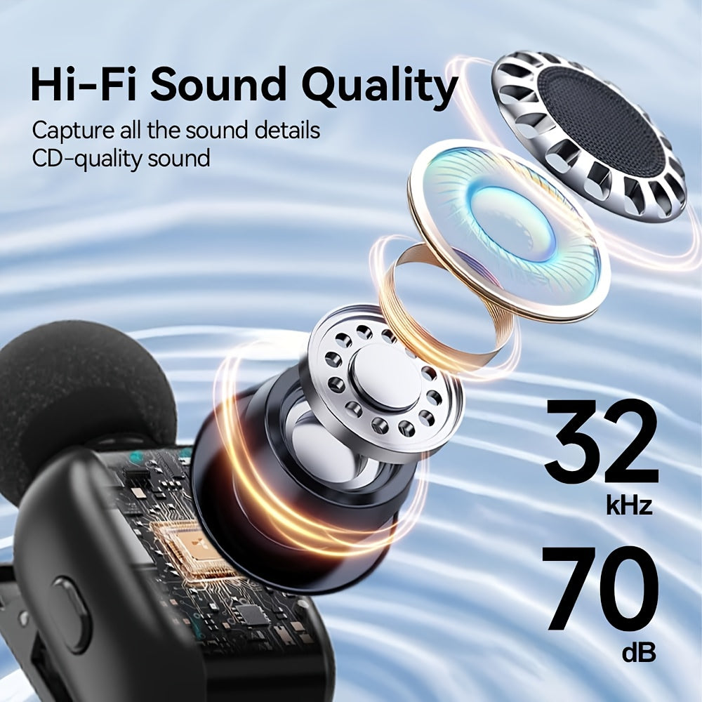ZEALSOUND T1 Mini Wireless Lavalier Microphone with AI Noise Cancellation & Voice Changer, USB-C Portable Lapel Mic, Plug & Play Wireless Mic with Stand, Built-in Battery Display, Compatible with Android/Phone/PC/Laptop for S