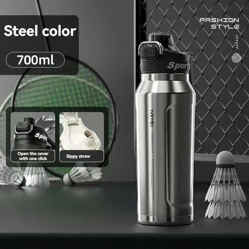 NRMEI Stainless Steel Water Bottle - 12-Hour Heat Retention, 24-Hour Cold Retention, Leak-Proof & BPA-Free with Portable Handle and Dual Drinking Cups, Perfect for Outdoor Cycling, Camping, Hiking, Valentine's Day, Mother's D