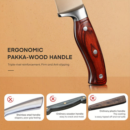 16pcs Knife Set, With Wooden Handle, Stainless Steel Chef'S Knife Set With Wooden Block, Professional Kitchen Knife With Sharpening Steel, Ideal Christmas Gift For Mother, Friend, Brown/Black