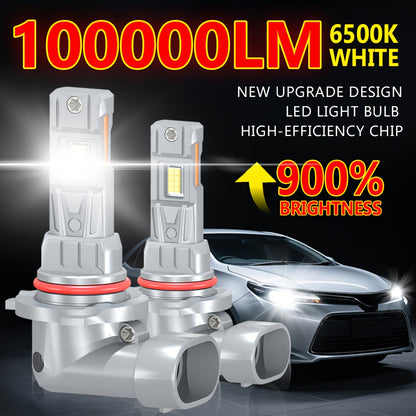 2pcs 2025 Upgraded H1 9005 9006 LED Bulb, Super Bright 1:1 Mini Size 100000LM 12V 6500K White with Fan H4 H7 H11 for Automotive Headlamp Lights, LED Headlight Fog Light, Plug and Play, Without Battery