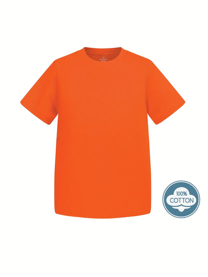 T-shirt infantil de cor sólida, blusa casual de manga curta, t-shirt infantil para o verão.