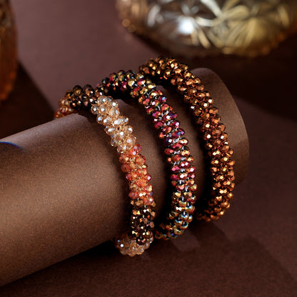 Esbbela 3pcs Bracelet Set Holiday Gift Beaded Artificial Crystal Stackable Strap Set with Elasticity Suitable for Women Men 16.51-20.32cm Daily Vacation