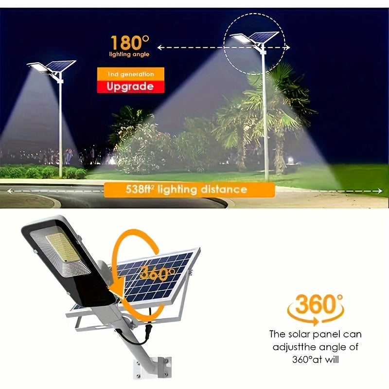 1pc 350LED Powerful Outdoor Solar Street Light, 6500K IP65 Waterproof Street Light For Garage Garden Terrace